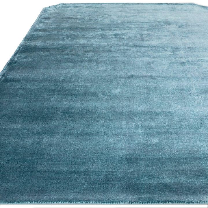 Rug Gleam plain petrol blue teal green 160x230 c
