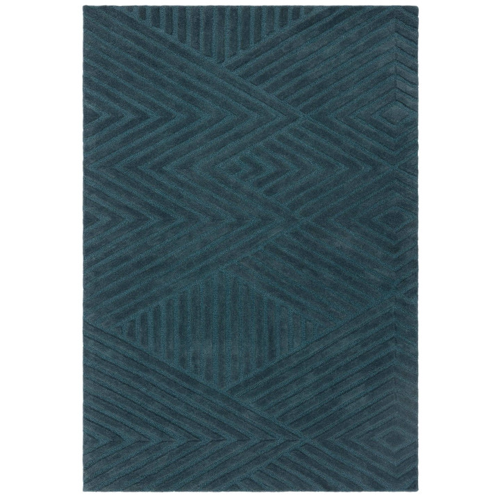 Tappeto Hague geometrico blu scuro e ottanio 120