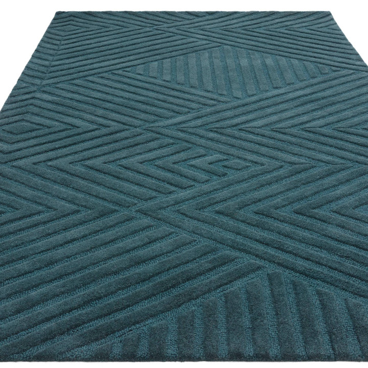 Rug Hague geometric dark blue teal 120x170 cm