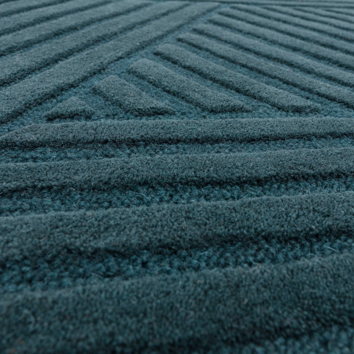 Tappeto Hague geometrico blu scuro e ottanio 120