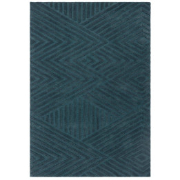 Tappeto Hague geometrico blu scuro e blu ottanio