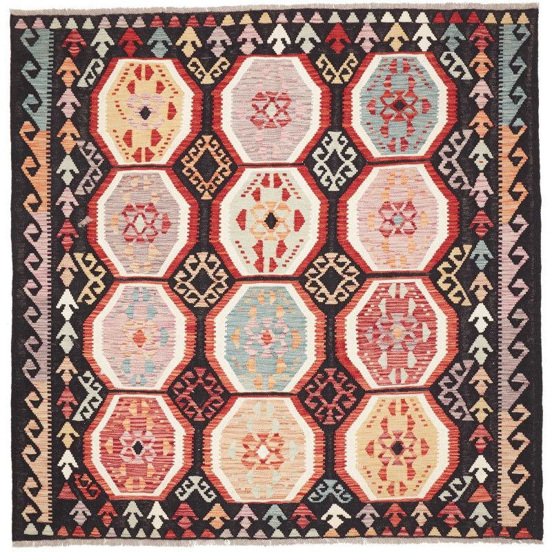 Kilim 197x197 Cm Kilim, Afghanistan, Hand-carded Wool (warp: