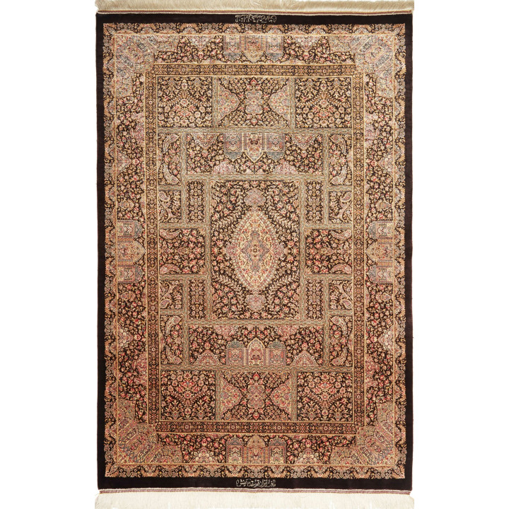 Hand Made Rug Ghom Silk Persia 104x156 Dark Bro