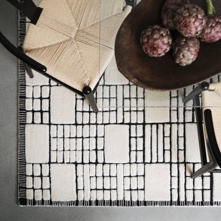 Tappeto Empire geometrico avorio e nero 120x170