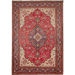 Hand Made Rug Tabriz Persia 206x297 Red Dark Bl