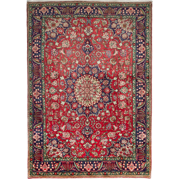 Hand Made Rug Tabriz Persia 204x278 Red Dark Bl