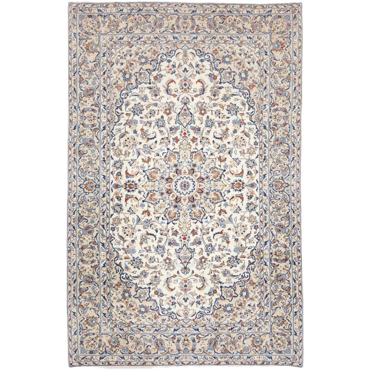 Hand Made Rug Kashan Persia 197x300 Ivory Cobal
