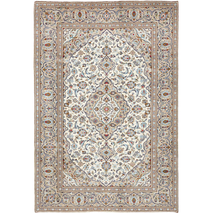 Hand Made Rug Kashan Persia 202x295 Ivory Blue
