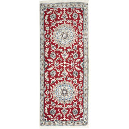 Hand Made Rug Nain 9la Persia 77x194 Red White