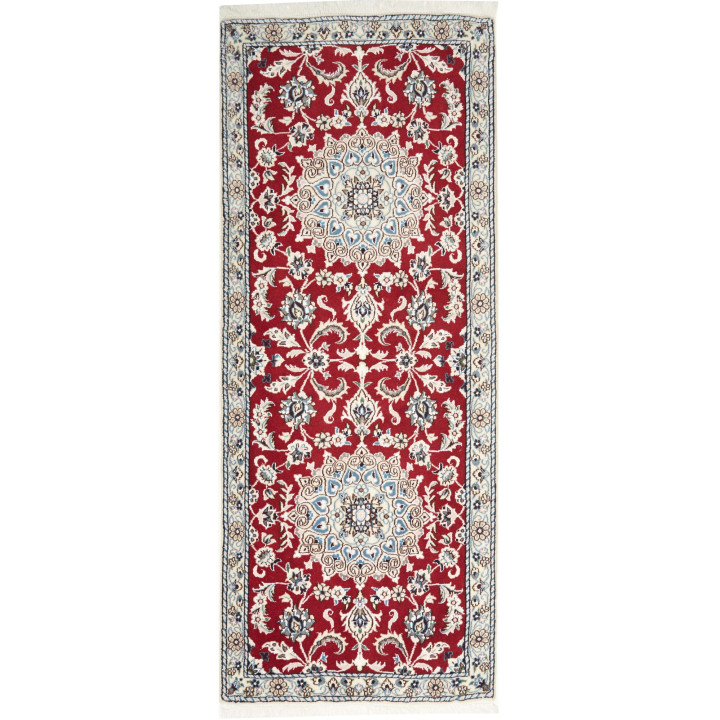 Hand Made Rug Nain 9la Persia 77x194 Red White