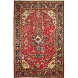 Hand Made Rug Tabriz Persia 197x300 Red Dark Bl