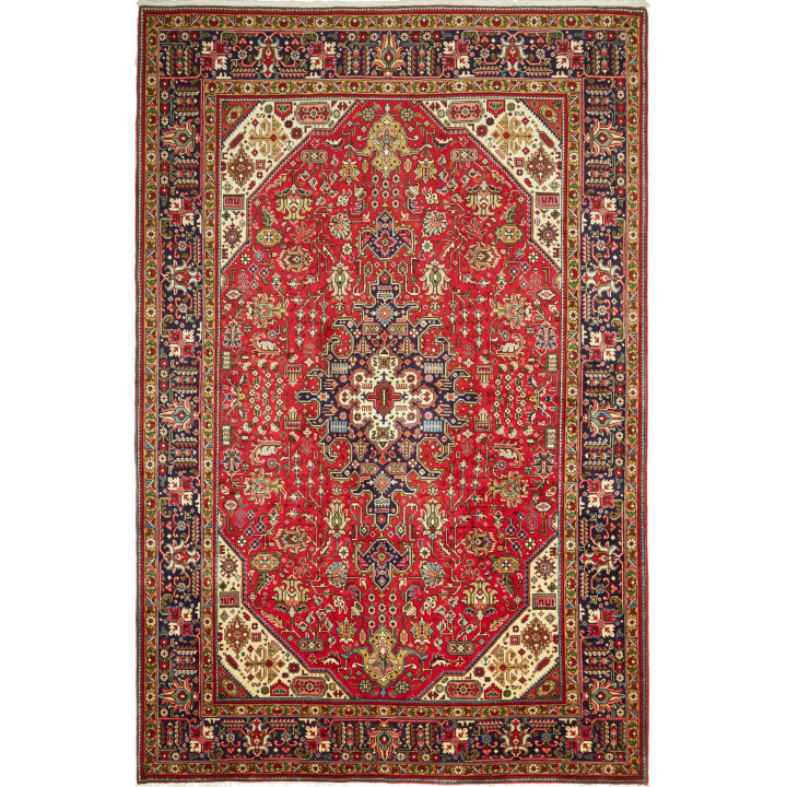 Hand Made Rug Tabriz Persia 197x300 Red Dark Bl
