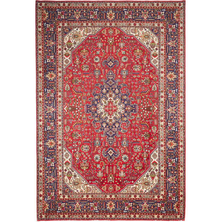 Hand Made Rug Tabriz Persia 200x297 Red Dark Bl