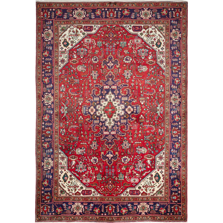 Hand Made Rug Tabriz Persia 198x287 Red Dark Bl