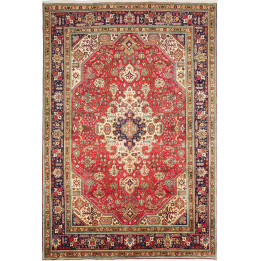 Hand Made Rug Tabriz Persia 200x296 Red Dark Bl