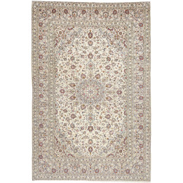 Hand Made Rug Kashan Persia 202x303 Ivory Burgu