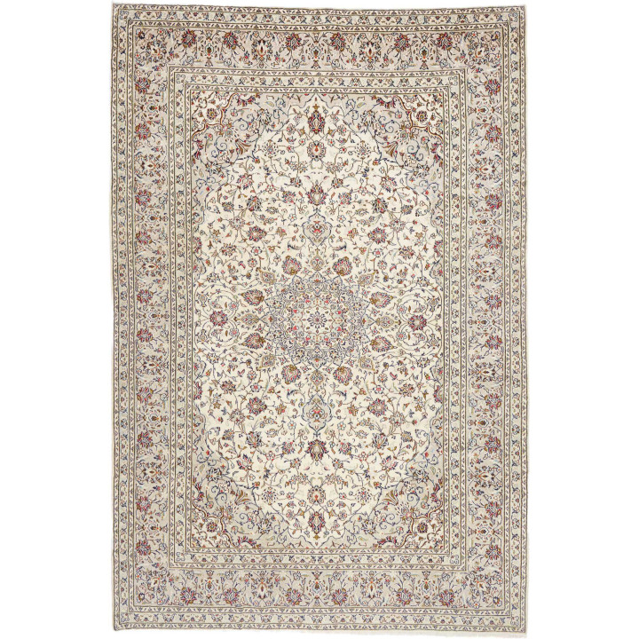 Hand Made Rug Kashan Persia 202x303 Ivory Burgu