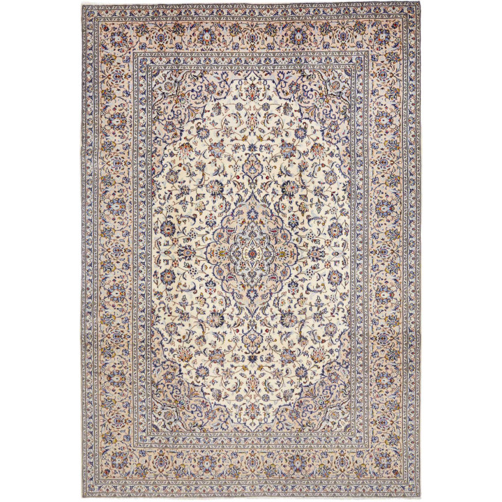 Hand Made Rug Kashan Persia 240x355 Ivory Blue