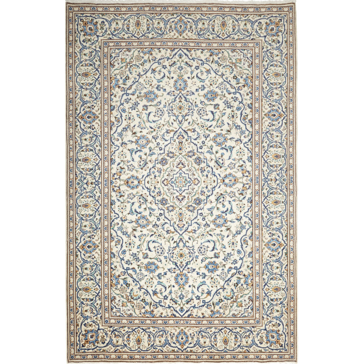 Hand Made Rug Kashan Persia 196x300 Ivory Blue