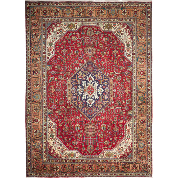 Hand Made Rug Tabriz Persia 252x350 Red Blue