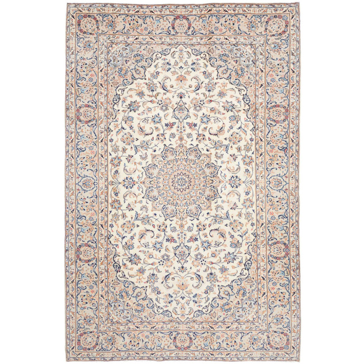 Hand Made Rug Kashan Persia 202x295 Ivory Blue