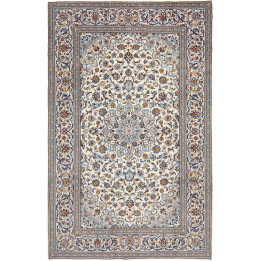 Hand Made Rug Kashan Persia 197x308 Ivory Blue