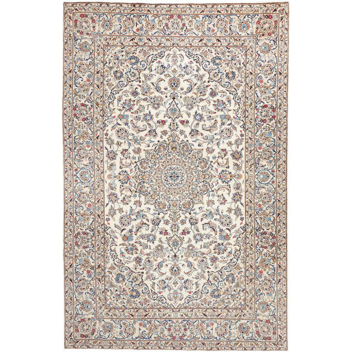 Hand Made Rug Kashan Persia 193x298 Ivory Blue