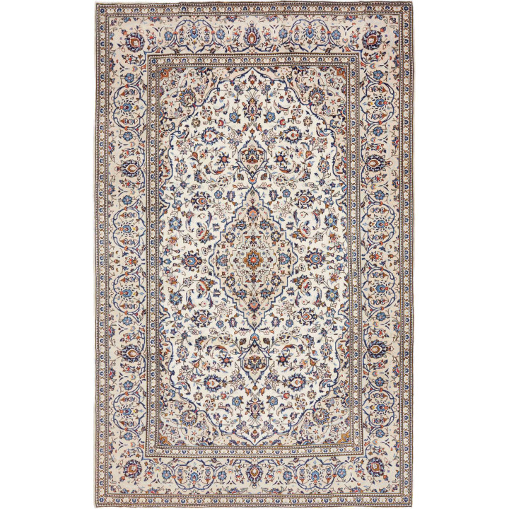 Hand Made Rug Kashan Persia 193x306 Ivory Blue