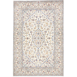 Rug Kashan Persia 200x300 Ivory Sapphire Blue