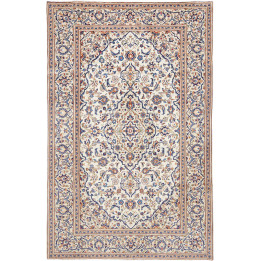 Hand Made Rug Kashan Persia 195x305 Ivory Cobal