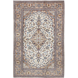 Hand Made Rug Kashan Persia 200x306 Ivory Blue