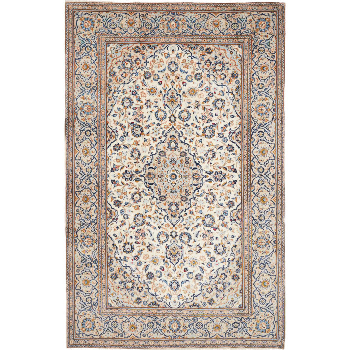 Hand Made Rug Kashan Persia 200x301 Ivory Cobal