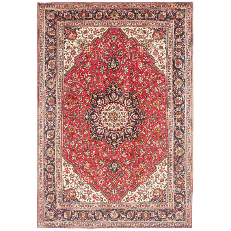 Rug Tabriz Persia 200x297 Coral Red Navy Blue