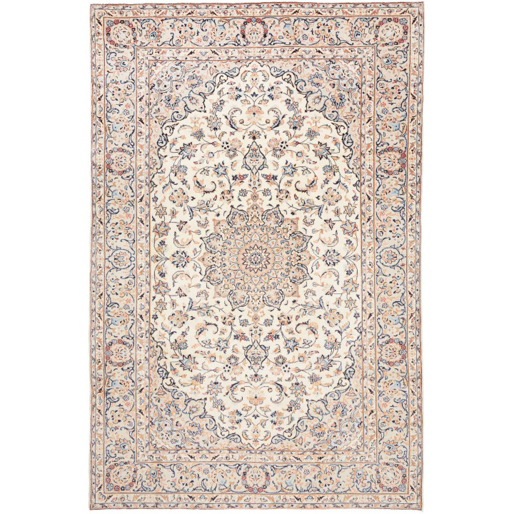 Hand Made Rug Kashan Persia 200x304 Ivory Dark
