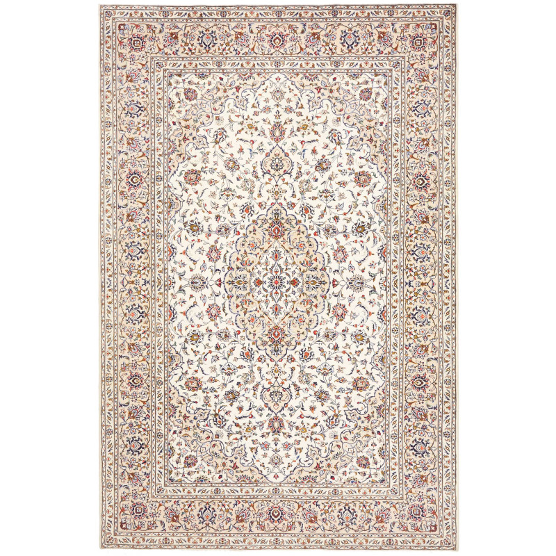 Rug Kashan Persia 198x306 Ivory Burgundy