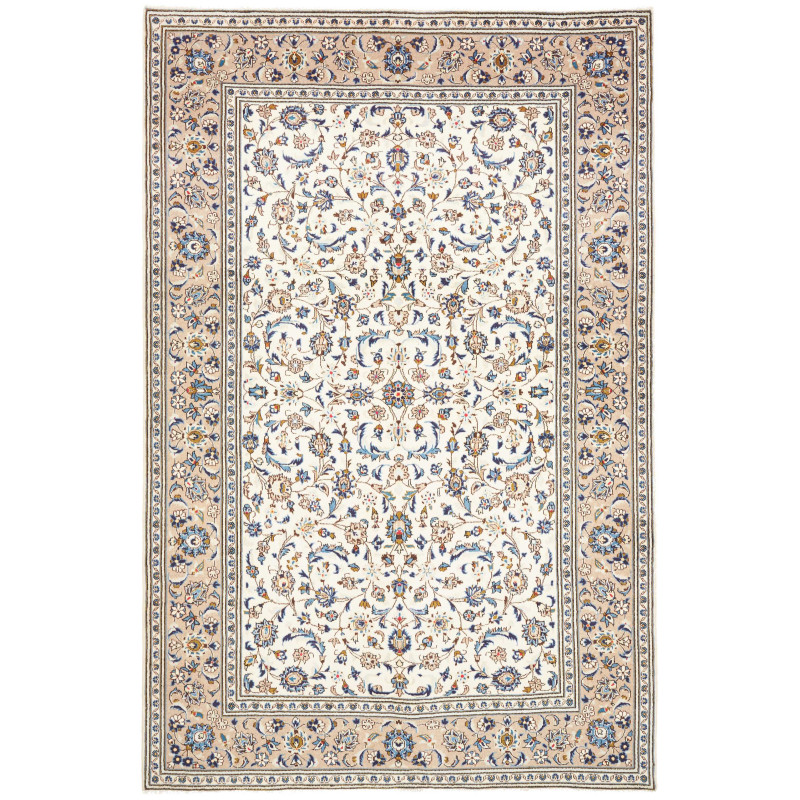 Rug Kashan Persia 194x297 Ivory Sapphire Blue