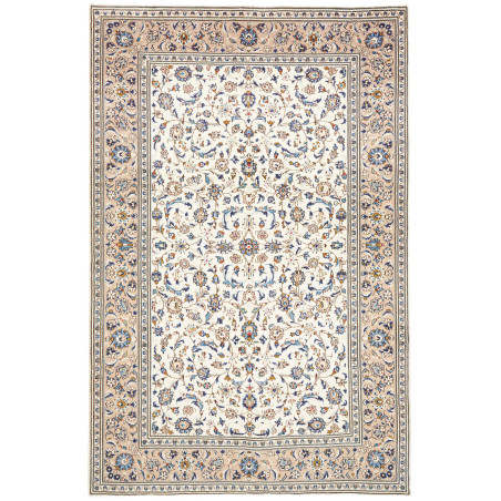 Rug Kashan Persia 194x297 Ivory Sapphire Blue