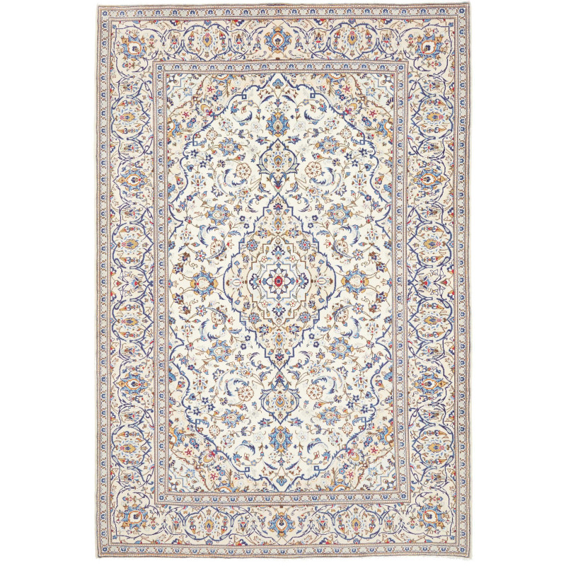 Rug Kashan Persia 195x293 Ivory Blue