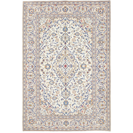 Rug Kashan Persia 195x293 Ivory Blue