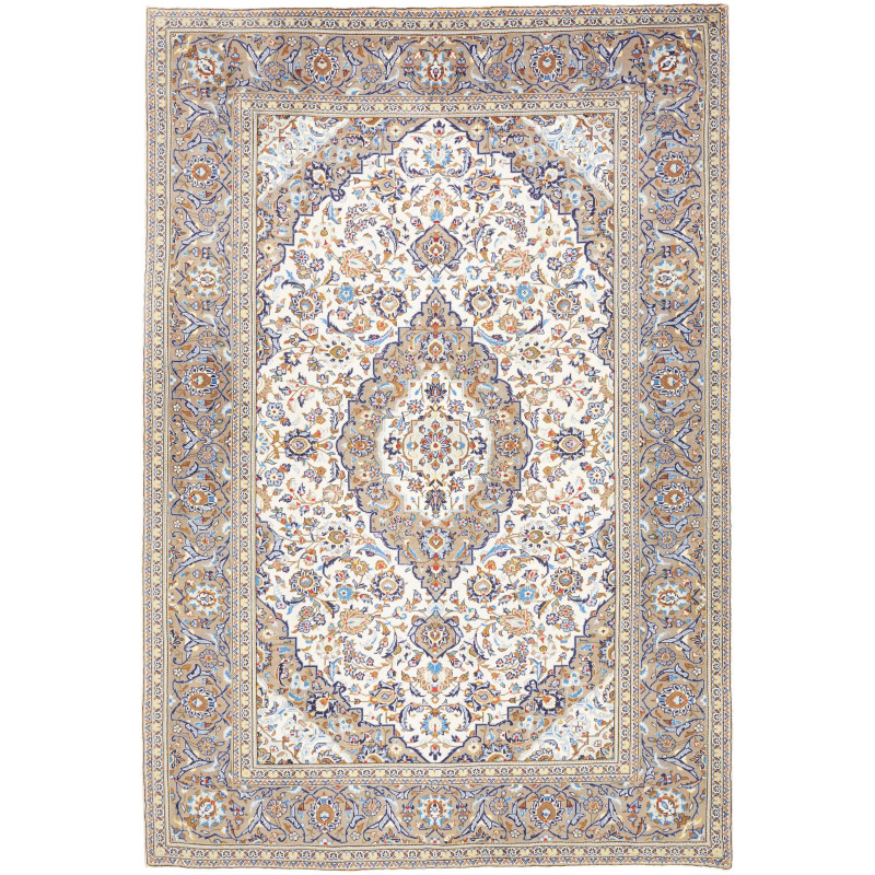 Rug Kashan Persia 200x290 Ivory Blue