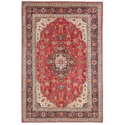 Rug Tabriz Persia 200x302 Red Navy Blue
