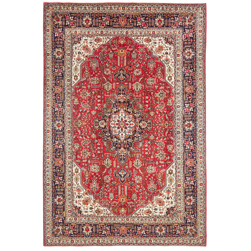 Rug Tabriz Persia 200x302 Red Navy Blue