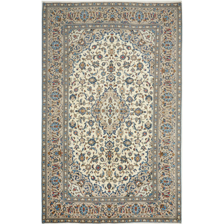Hand Made Rug Kashan Persia 193x310 Ivory Blue
