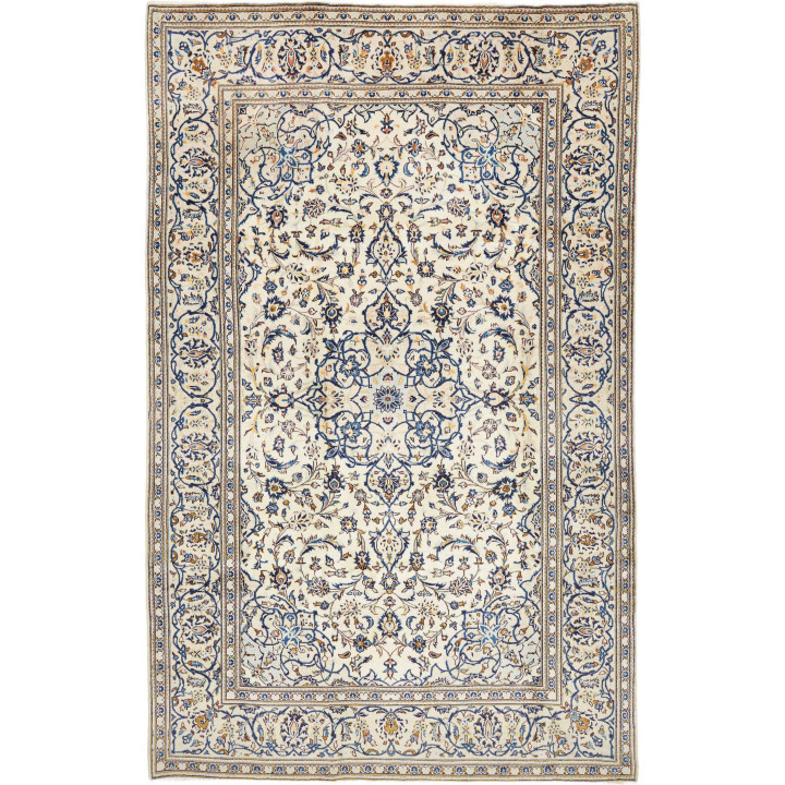Hand Made Rug Kashan Persia 193x308 Ivory Blue