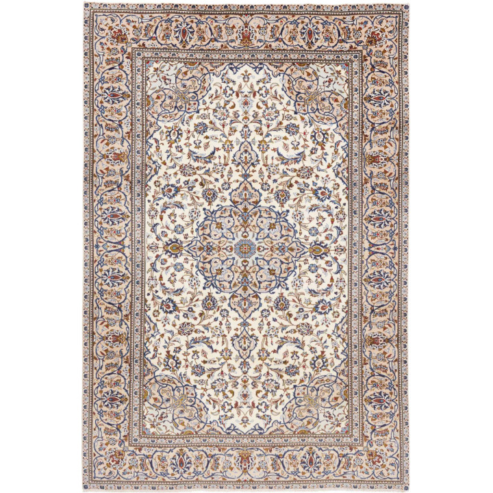 Hand Made Rug Kashan Persia 192x285 Ivory Blue