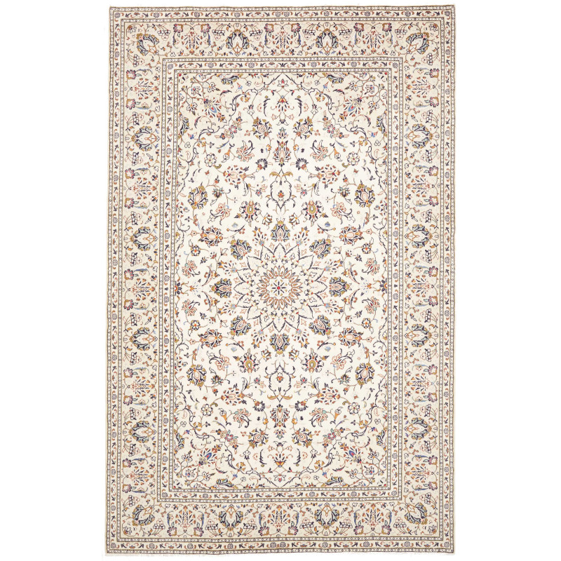 Rug Kashan Persia 193x306 Ivory Midnight Blue