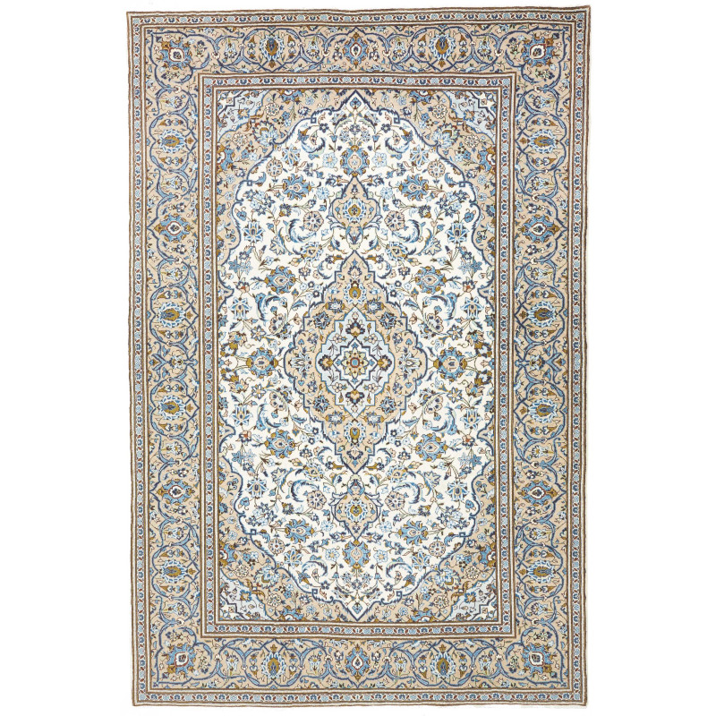 Rug Kashan Persia 200x304 Cream Sky Blue