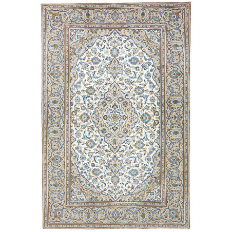 Rug Kashan Persia 200x304 Cream Sky Blue