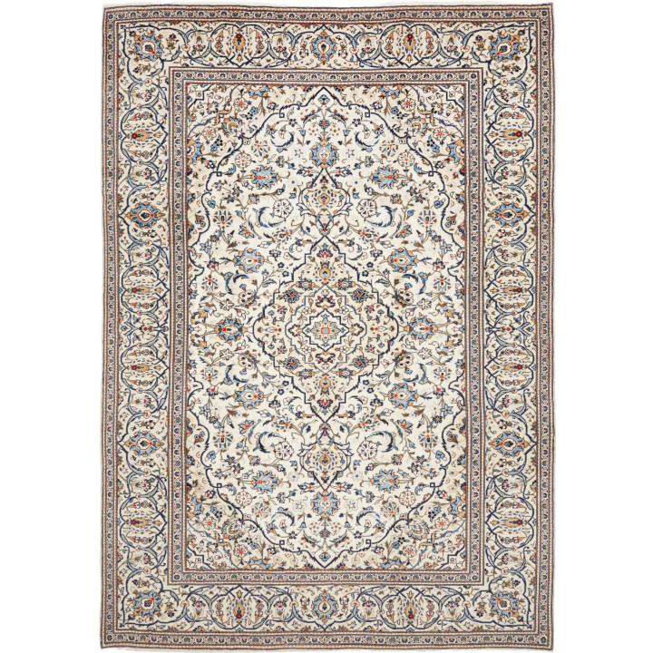 Hand Made Rug Kashan Persia 247x353 Ivory Blue