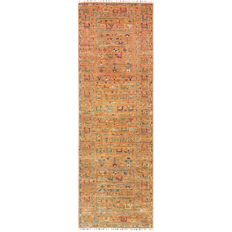 Rug Rubin Pakistan 80x249 Terracotta Orange Blu